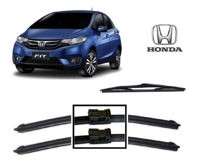 Kit 3 Palhetas Limpador de Parabrisa Dianteiro + Traseiro Honda Fit ano 2009 ate 2014 Menor preço em Kit 3 Palhetas Limpador de Parabrisa Dianteiro + Traseiro Honda Fit ano 2009 ate 2014