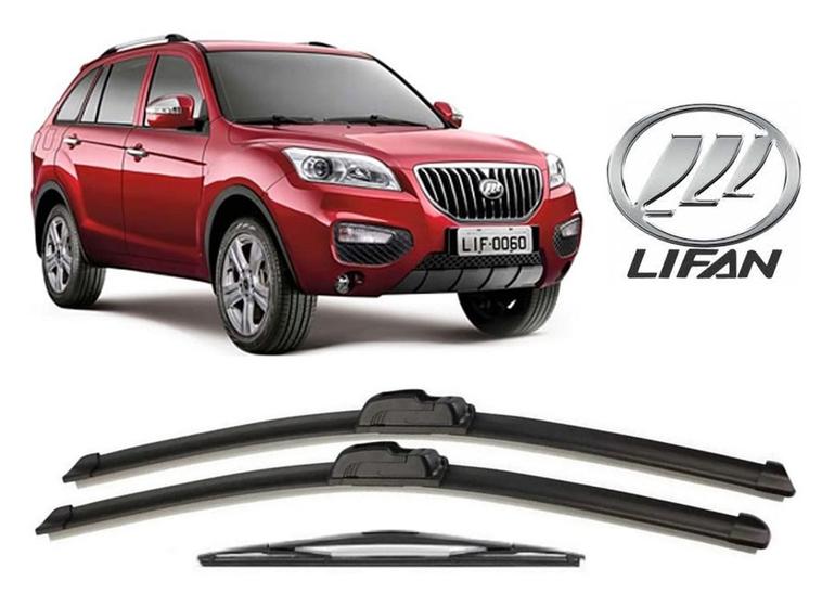 Imagem de Kit 3 Palhetas Limpador de Parabrisa Dianteiro + Traseiro Lifan X60 2013 Até 2019