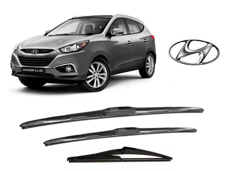 Imagem de Kit 3 Palhetas Limpador De Parabrisa Dianteiro + Traseiro Modelo Original para Hyundai IX35