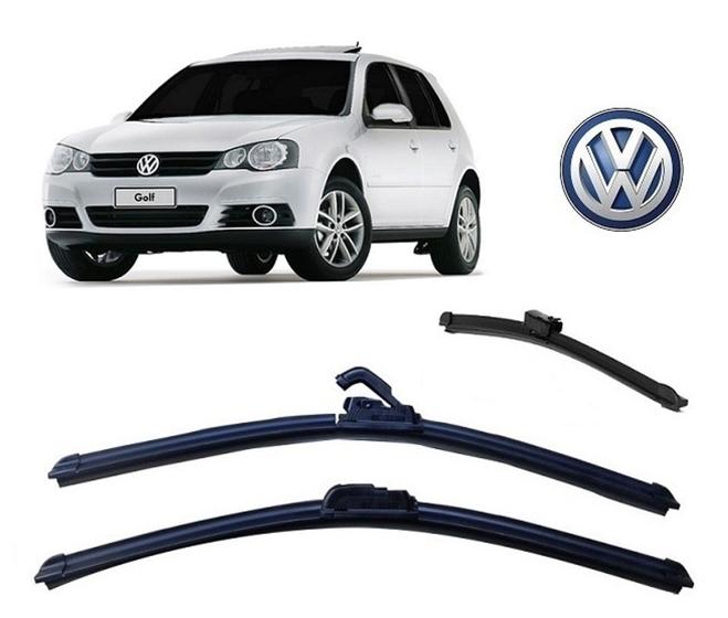 Imagem de Kit 3 Palhetas Limpador de Parabrisa Dianteiro + Traseiro Volkswagen Golf G3 G4 ano 2007