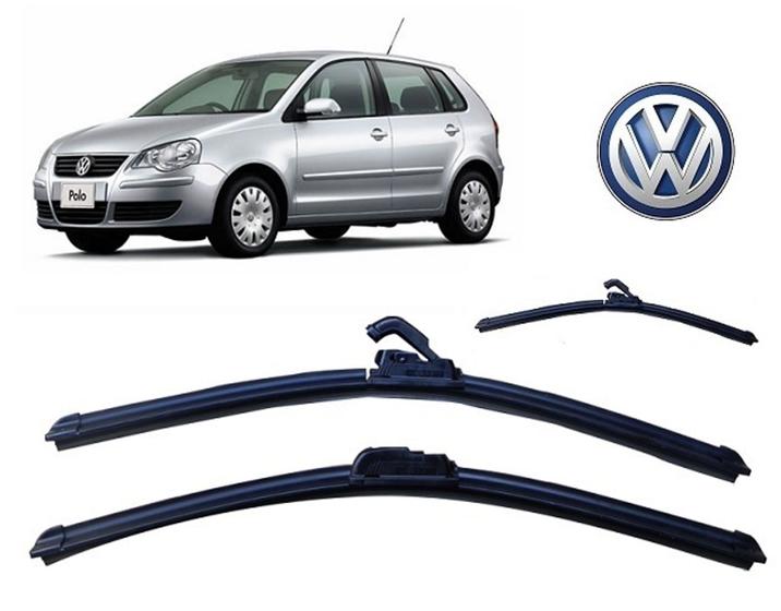 Imagem de Kit 3 Palhetas Limpador de Parabrisa Dianteiro + Traseiro Volkswagen Polo Hatch ano 2001 ate 2007