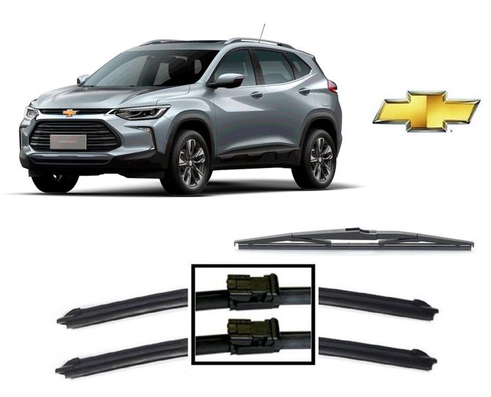 Imagem de Kit 3 Palhetas Limpador Parabrisa Dianteiro + Traseiro Chevrolet Nova Tracker  2020 2021 2022 2023