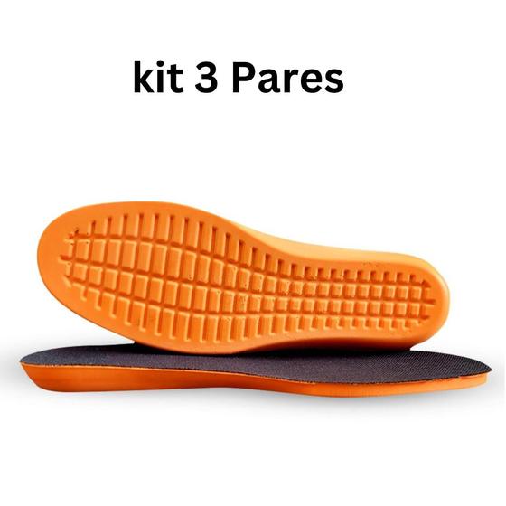 Imagem de Kit 3 Palmilhas Pu Em Gel Casual Conforto Anatômica para Trabalho Tênis Coturno Bota