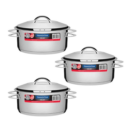 KIT - 3 Panelas Aço Inox Fundo Triplo Solar 4,7L PIT 1 - Tramontina Menor preço em KIT - 3 Panelas Aço Inox Fundo Triplo Solar 4,7L PIT 1 - Tramontina