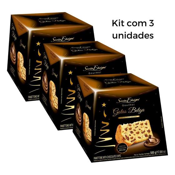 Kit 3 Gourmet Gotas de Chocolate Belga 500g Santa Edwiges