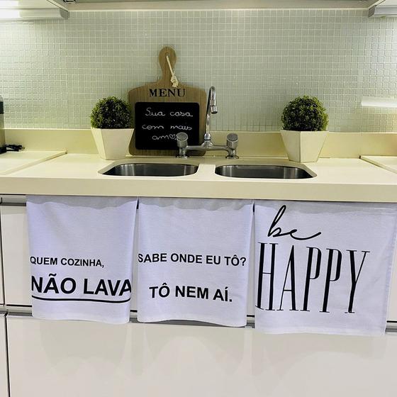 Imagem de Kit 3 Panos de Prato Tipo A Premium - Seja Feliz na Cozinha