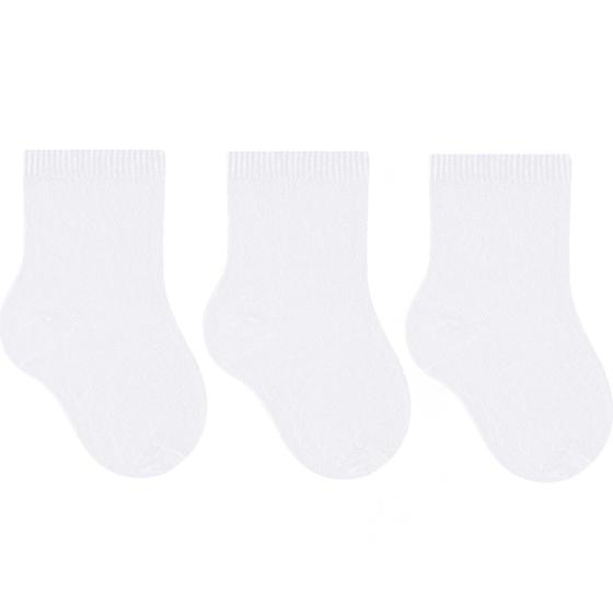 Kit 3 Pares De Meia branco de cano médio Bebê Recém Nascido Algodão Selene Ref 1320 Menor preço em Kit 3 Pares De Meia branco de cano médio Bebê Recém Nascido Algodão Selene Ref 1320