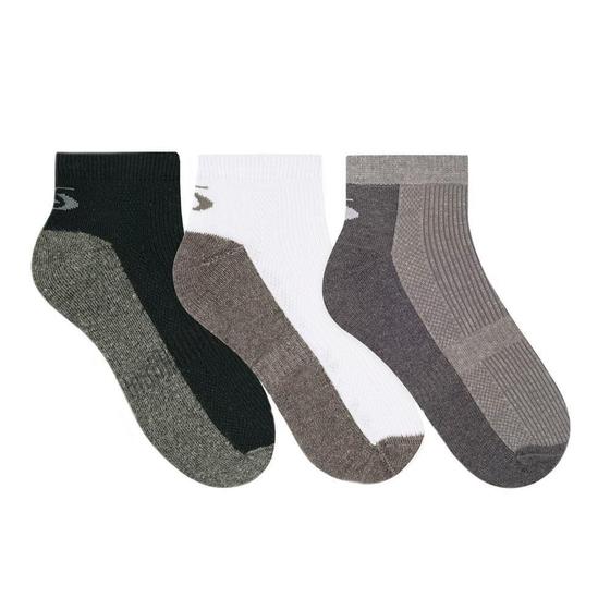 Imagem de Kit 3 Pares de Meia Masculina Selene Sapatilha Esportiva Preto/Branco/Cinza