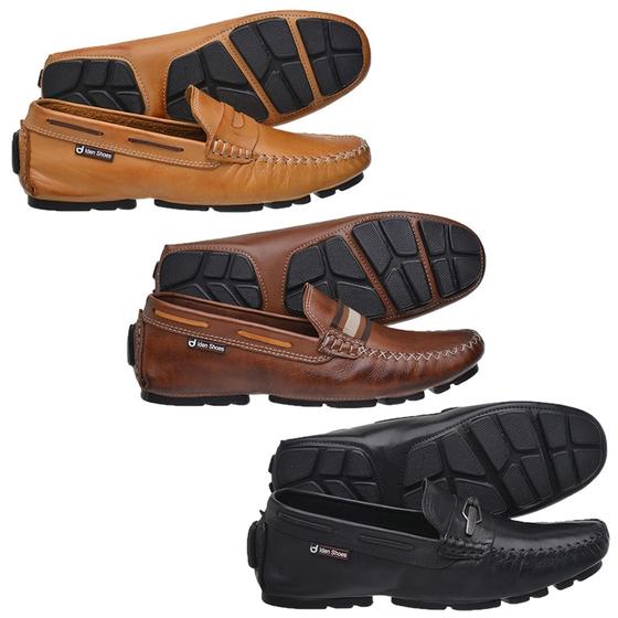 Imagem de Kit 3 Pares Drive Mocassim Masculino Em Couro