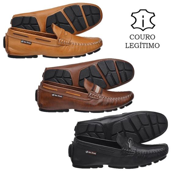 Kit 3 Pares Drive Mocassim Masculino Em Couro Menor preço em Kit 3 Pares Drive Mocassim Masculino Em Couro