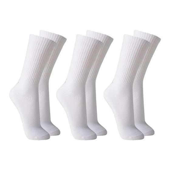 Imagem de Kit 3 Pares Meia Cano Alto Atoalhada Lupo Masculina - Branco