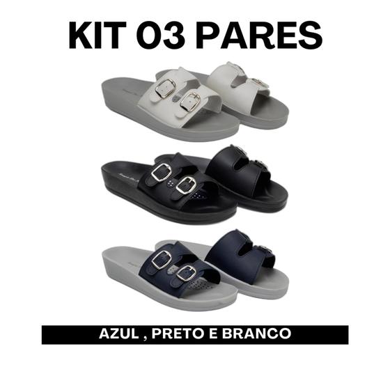 Imagem de Kit 3 Pares Sandalia Ortopédica Feminina Para Dores Esporão Terapia dos Pés