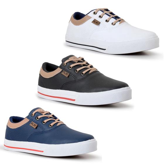 Imagem de Kit 3 Pares Sapatênis Masculino Casual Dia a Dia Cores Variadas