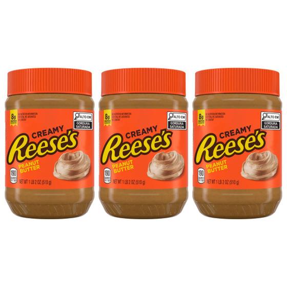 Imagem de Kit 3 Pasta de Amendoin Importada Reese's Creamy 510g