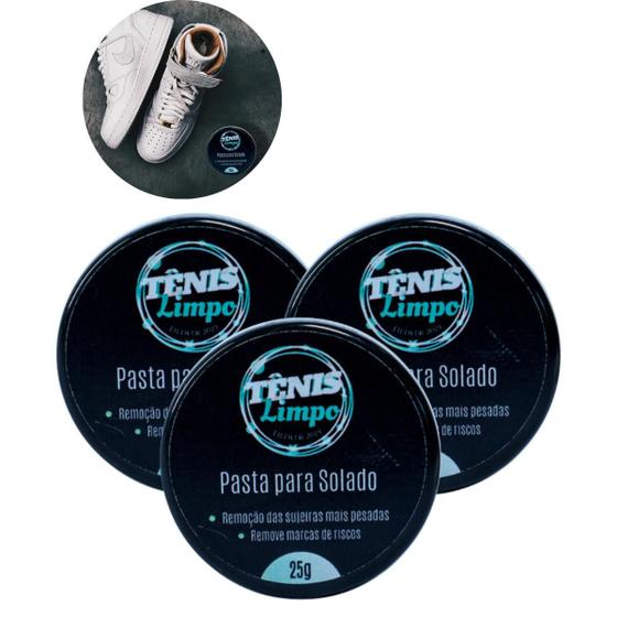 Imagem de Kit 3 Pastas Limpeza Solado Tênis Sapato 25g