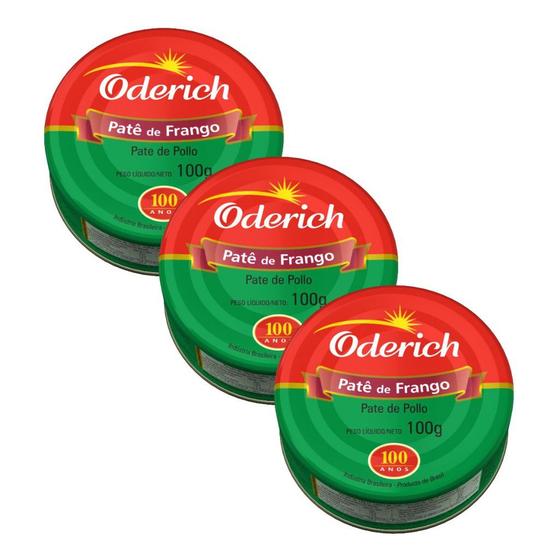 Imagem de Kit 3  Pate De Frango Oderich Enlatado 100g
