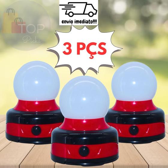 Imagem de Kit  3 Pçs Abajur Luminária De Led Com Imã A Pilha Multiuso Lanterna