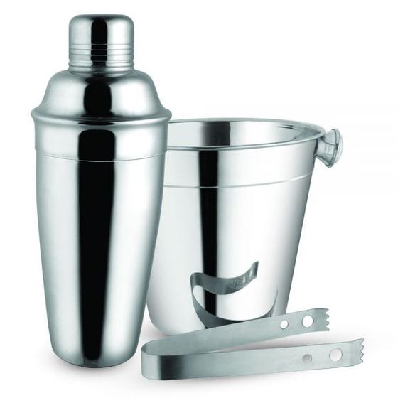 Imagem de Kit 3 Pcs Bar Balde Coqueteleira 750ml Pegador Aço Inox