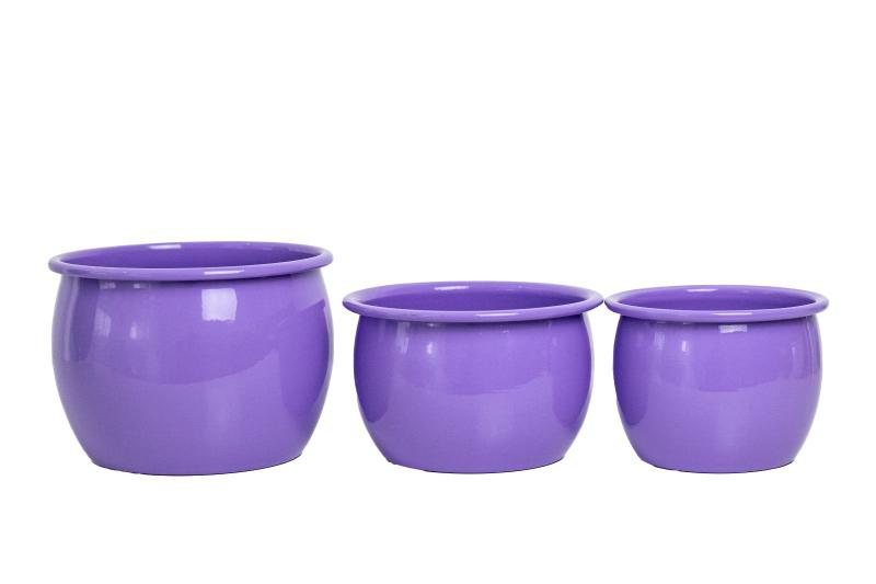 Imagem de Kit 3 Pçs P,M,G Cachepôs Estilo Caldeirão Em Alumínio/Rustico