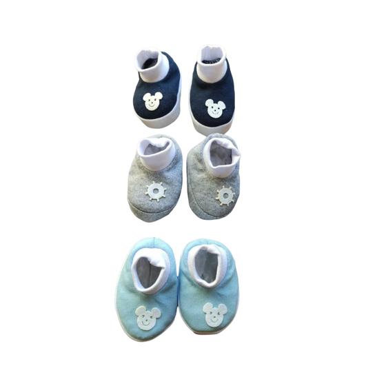 Imagem de Kit 3 Pçs Pantufa Sapatinho Masculino Feminino Algodão Bebe