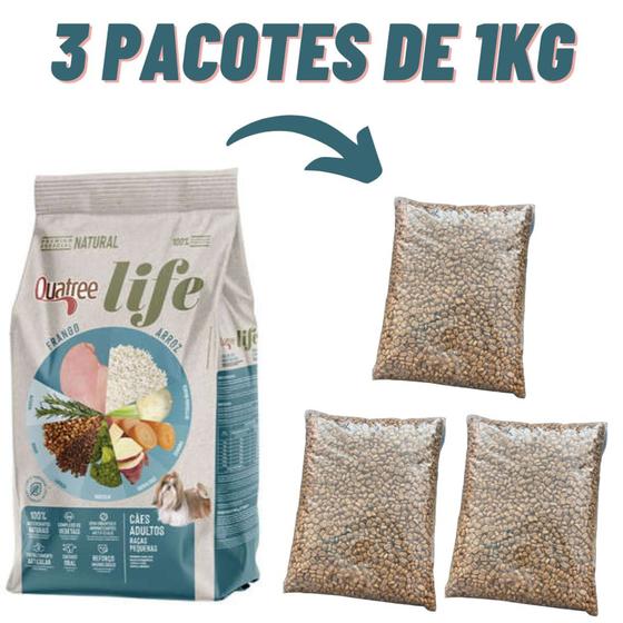 Imagem de Kit 3 pcts Ração Para Cães Quatree Life Raças Pequenas Adultos