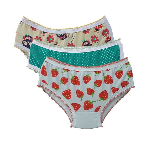 Kit 3 Peças Calcinha Infantil Estampada Em Algodão Modelo Básico Sortidas Menor preço em Kit 3 Peças Calcinha Infantil Estampada Em Algodão Modelo Básico Sortidas