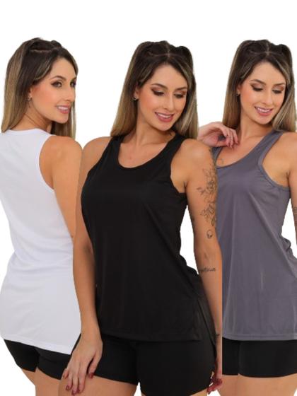 Imagem de Kit 3 Peças - Camiseta Regata Feminina Tapa Bumbum Mullet Academia Fitness