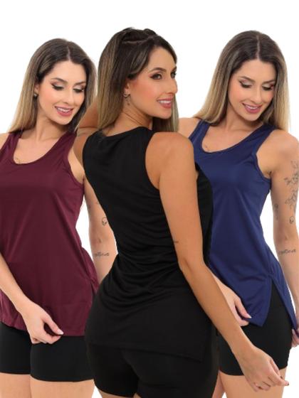 Imagem de Kit 3 Peças - Camiseta Regata Feminina Tapa Bumbum Mullet Academia Fitness