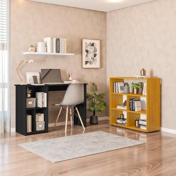 Imagem de Kit 3 Peças com Mesa Escrivaninha, Nichos Veneta e Estante Multiuso 5 Nichos Cairo