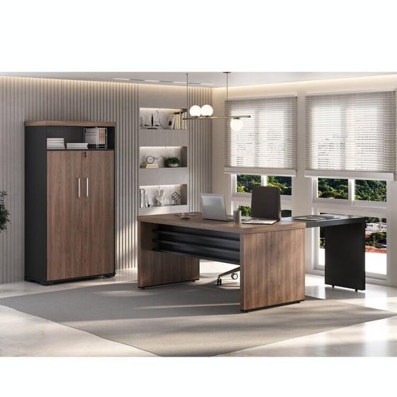 Imagem de Kit 3 Peças com Mesa Operacional 1400, Mesa de Apoio e Armário Multiuso com Nicho