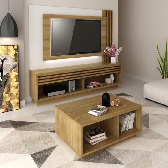 Imagem de Kit 3 Peças com Rack com Painel para TV até 65 Polegadas com LED e Mesa de Centro Splendore