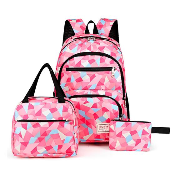 Imagem de Kit 3 Peças Feminino Mochila Média de Costas Bolsas Pequenas Antifurto Pratica Moderna Bonita Moda Blogueira Completo