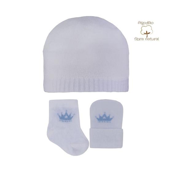 Imagem de Kit 3 Peças Gorro Meia Luva Bebê 9100 Enxoval Maternidade Chá do Bebê