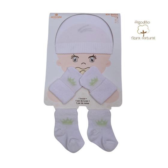 Imagem de Kit 3 Peças Gorro Meia Luva Bebê 9100 Enxoval Maternidade Chá do Bebê