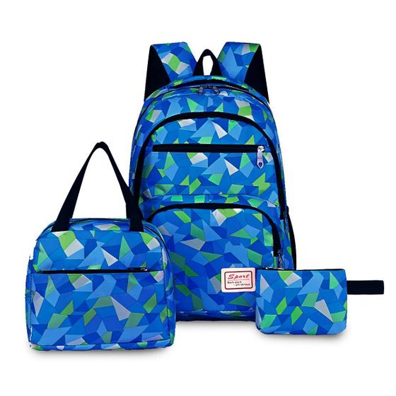 Imagem de Kit 3 Peças Mochila Infantil Escolar Estojo Comporta Bolsa Sacola Colorida Bolsinha De Ombro Espaçosa Original Reforçada