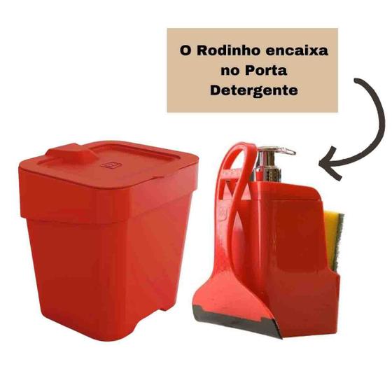 Imagem de Kit 3 Peças Para Pia Cozinha Com Porta Detergente Lixeira E Rodinho Slim UZ