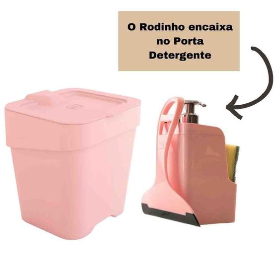 Imagem de Kit 3 Peças Para Pia Cozinha Com Porta Detergente Lixeira E Rodinho Slim UZ