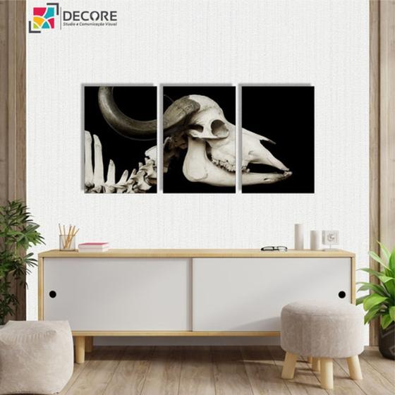 Imagem de Kit 3 Peças Quadros Decorativos Mdf Esqueleto Animal Preto