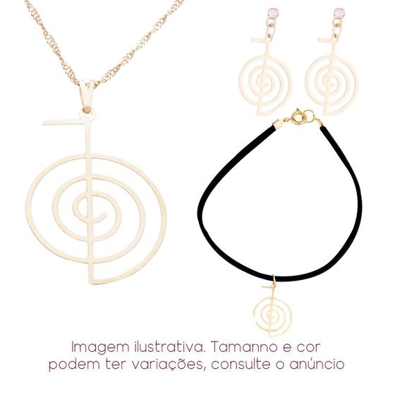 Imagem de KIT 3 PEÇAS REIKI - Cho-ku-rei Símbolo do Reiki Yoga Colar + Brinco + Pulseira - Sunshine Cristais