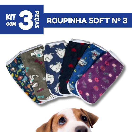 Imagem de Kit 3 Peças Roupinha Soft N3  para Cães Cachorro Pet