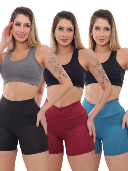 Imagem de Kit 3 Peças - Shorts Legging Feminino Cirre 3D Academia Fitness