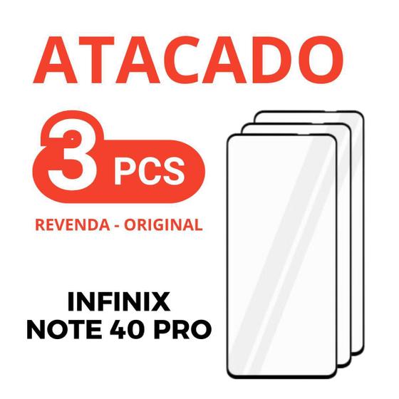 Imagem de Kit 3 Película De Vidro Temperado 3D Infinix Note 40 Pro +