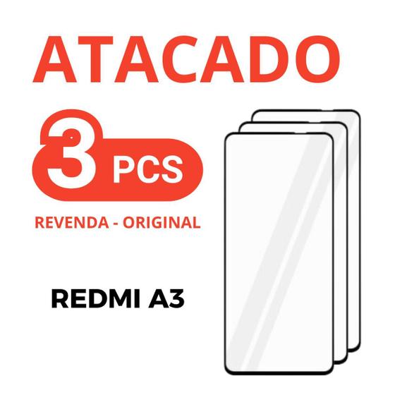 Imagem de Kit 3 Película De Vidro Temperado 3D Xiaomi Redmi A3 +NF