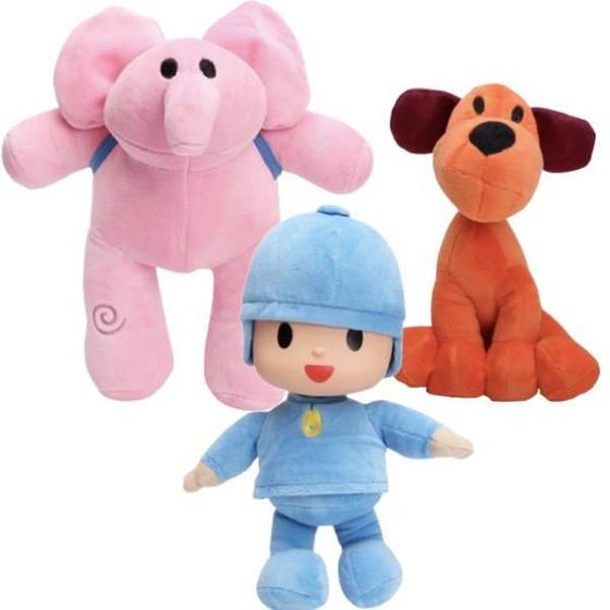 Imagem de Kit 3 Pelúcias Da Turma Do Pocoyo Elly Pocoyo E Lolla Boneco