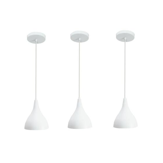 Imagem de Kit 3 Pendente Luminária de Teto de Alumínio Com Lâmpada Bivolt  - BRANCO