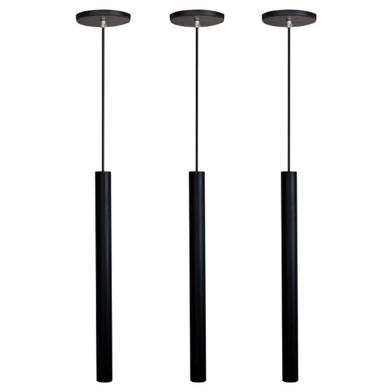 Kit 3 Pendente Luminária Tubo Preto 50 Cm Menor preço em Kit 3 Pendente Luminária Tubo Preto 50 Cm