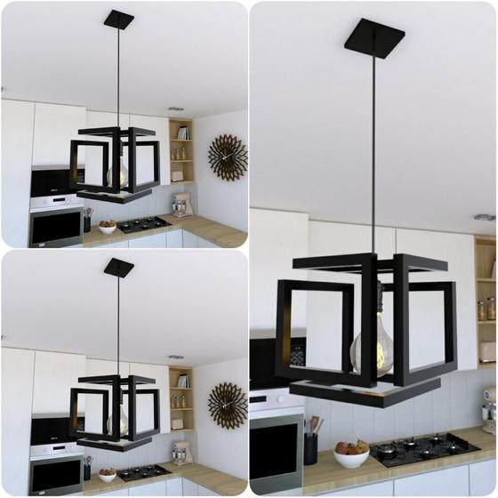 Imagem de Kit 3 Pendentes Luminária Infinity Industrial Preto