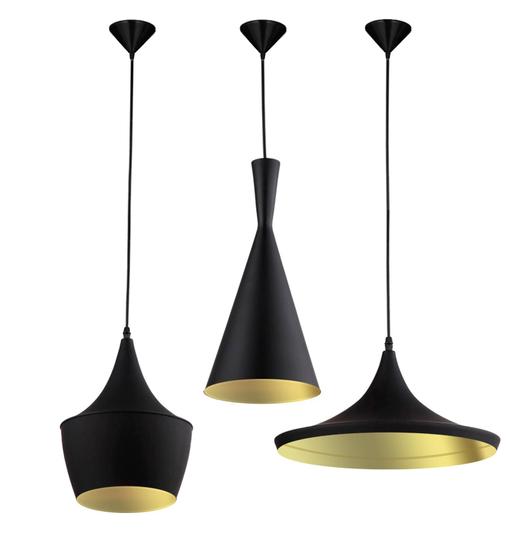 Imagem de Kit 3 Pendentes Luminária   Preto e Dourado Tom Dixon 001