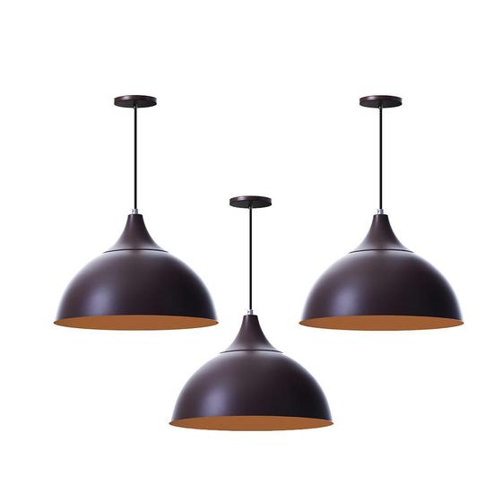 Imagem de Kit 3 Pendentes Meia Lua Marrom 30Cm Com Chapéu Marrom
