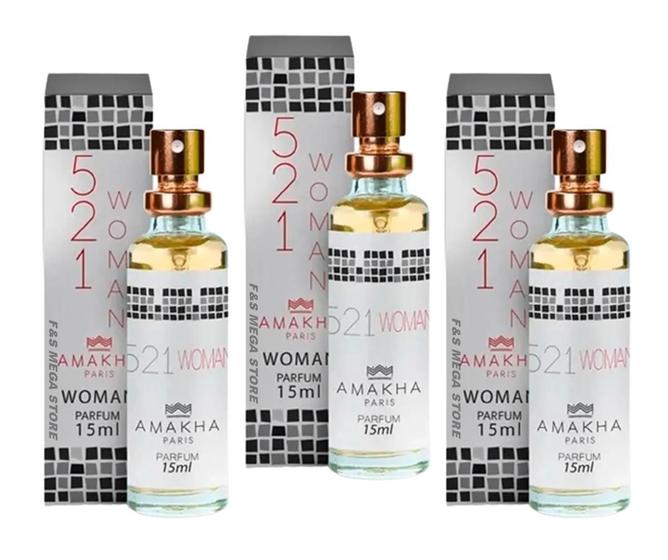 Imagem de Kit 3 Perfume 521 Woman Feminino Amakha Paris Bolso Bolsa